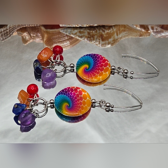 Colorful Swirl Dangle Earrings - Picture 5 of 5